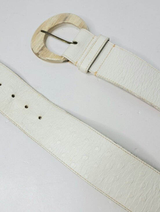 Bonwit Teller Textured Ostrich Print Top Grain Cowhide Leather Wide Vintage Belt main image 5